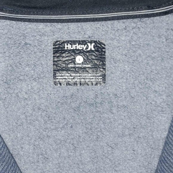 Men's Classic Hurley Large Hoodie with Drawstrings and Zipper Inside Fleece - Picture 4 of 7